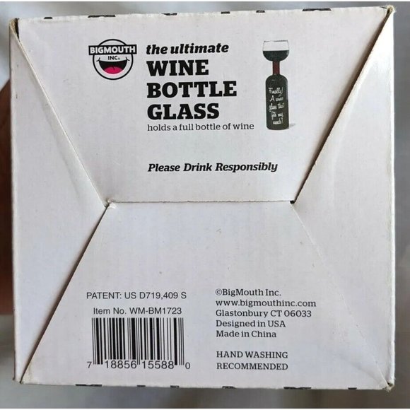 NIB Big Wine Bottle Glass Mouth Whole Drink Novelty Mom Gag Gift Ultimate 750 ML - Picture 4 of 10